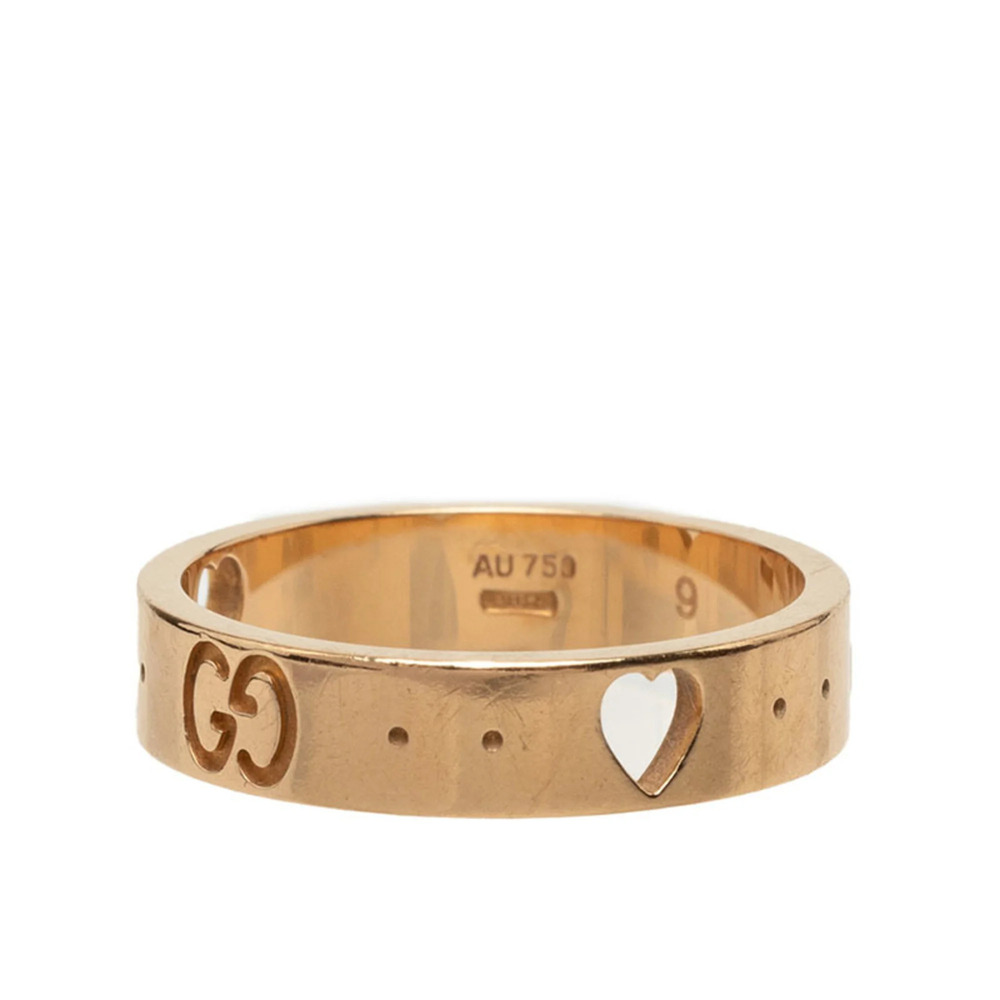 Gucci Icon Amor Ring, Size #9, 18K Yellow Gold, Women's.